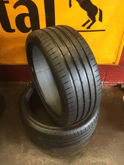20 inch SET OF 2 (PAIR) USED SUMMER TIRES 255/35R20 97Y GOODYEAR EAGLE F1 SUPER SPORT TREAD LIFE 99% LEFT TAKE OFFS!