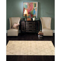 Pasargad NY Moroccan Modern Hand-Knotted Wool Ivory Area Rug