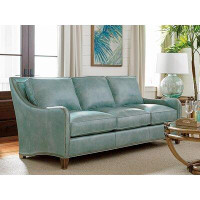 Tommy Bahama Home Twin Palms 84.5" Leather Match Square Arm Sofa