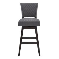 Lux Comfort 41.5x 19.5 x 23.5_42" Grey Fabric And Dark Brown Solid Wood Swivel Counter Height Chair
