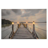 Three Star Im/Ex Inc. Dock on Lake LED Enhances Canvas Print