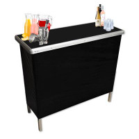 PartyBar Portable Folding Party Bar Home Bar w/ Black & Hawaiian Bar Skirts, Storage Shelf, and Carrying Case