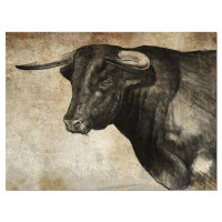 Design Art Spanish Bull Sketch Animal Painting Print on Wrapped Canvas