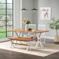 Alaterre Chelsea 72" Dining Table, Dining Bench, And 2 Wood Dining Chairs, Set Of 4