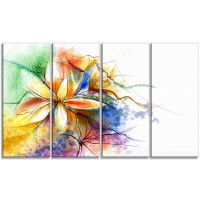 Design Art 'Abstract Multi-colour Flower Fusion' 4 Piece Painting Print on Wrapped Canvas Set