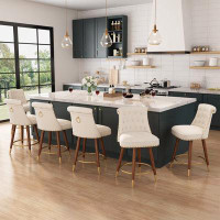 Dvenger 24 inch Bar Stools Set of 6, Counter Height Bar Stools,360°Swivel Upholstered Barstools with Back