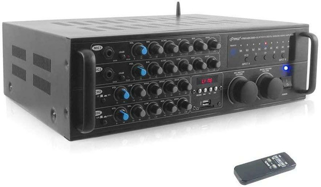 PYLE PMXAKB2000 2000 Watt Bluetooth Stereo Mixer Karaoke Amplifier, Microphone inputs, Mic-Talkover (NS) in Performance & DJ Equipment in Nova Scotia - Image 2