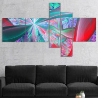 East Urban Home 'Red Blue Fractal Exotic Plant Stems' Graphic Art Print Multi-Piece Image on Canvas