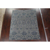 Rug Source Outlet One-of-a-Kind Hand-Knotted Wool Grey/Blue 8' x 9'10" Area Rug