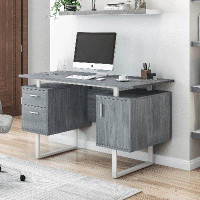 17 Stories Voleta Rectangle Executive Desk with and Cabinet