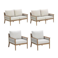Nathan James 4-Piece Patio Conversation Set With Solid Acacia Wood Frame