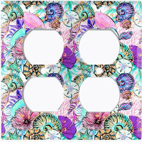 WorldAcc Metal Light Switch Plate Outlet Cover (Sea Shells Colourful 2 - Double Duplex)