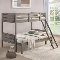 CDecor Home Furnishings Brenton Weathered Taupe Twin Over Full Bunk Bed With Ladder