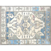 Nalbandian One-of-a-Kind Hand-Knotted 1960s 9'9" x 12'5" Wool Area Rug in Blue/Beige/Black
