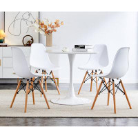 George Oliver 1+4,5pieces Dining Set,31.5"white Table Metal Leg Mid-century Dining Table For 4-6 People With Mdf Table T