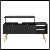 Ebern Designs Coffee table, computer table, solid wood leg rest, large storage space