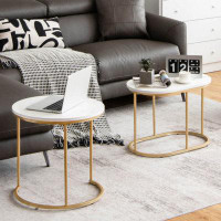 Mercer41 Modern Marble Look Stacking Nesting Coffee Table Set