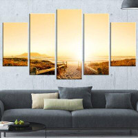Design Art 'Beach Near Cape Town Panorama' 5 Piece Photographic Print on Wrapped Canvas Set