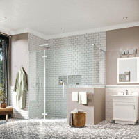 Ove Decors OVE Decors Endless TA24B4200 Tampa, Buttress Corner Frameless Shower Door, 92 13/16 In. W X 72 In. H, In Sati