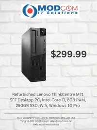 Desktop PC Year End Sale!!! Lenovo ThinkCentre M71 SFF, Intel Core i3, 8GB RAM, 250GB SSD, Wifi, Windows 10 Pro