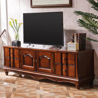 LORENZO American country solid wood TV cabinet small household retro audio-visual cabinet.