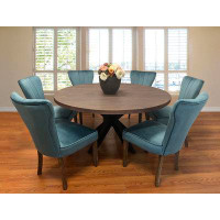 Wade Logan Aryhanna 7 - Piece Dining Set with Mango Wood Dining Table and 6 Cleo Velvet Chairs