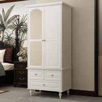 Charlton Home Classic MDF Wardrobe With Mirrored Door And Elegant Storage Solutions