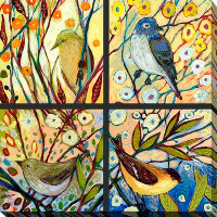 Picture Perfect International "Bird Quadrant II" by Jennifer Lommers Painting Print on Wrapped Canvas