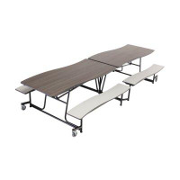 AmTab Manufacturing Corporation Mobile Rectangular Bench Cafeteria Table