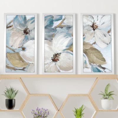 World Menagerie 'Neutral Silently Bloom II' Oil Painting Print Multi-Piece Image in Arts & Collectibles