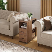 BOTLOG Sofa Side Table, End Table With 2 Drawers, Narrow Bedside Table With Storage Shelves For Small Spaces Living Room