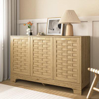 Bungalow Rose Storage Cabinet with 3 Doors, Wood Sideboard Buffet Storage with Adjustable Shelf