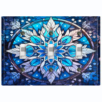 WorldAcc Metal Light Switch Plate Outlet Cover (Blue Snow Icicle - Triple Toggle)
