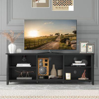 Red Barrel Studio TV Stand Storage Media Console Entertainment Center, Without Drawer, Grey Walnut