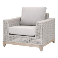 Orient Express Furniture 18 Inch Woven Outdoor Sofa Chair With Cushions, Grey