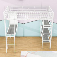 Isabelle & Max™ Metal Loft Bed With Shelves And Built-In Desk