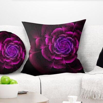 East Urban Home Floral Fractal Rose in Dark Throw Pillow in Home Décor & Accents