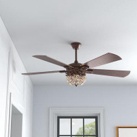 Willa Arlo™ Interiors 52" Pickering 5 - Blade Crystal Ceiling Fan with Remote Control and Light Kit Included