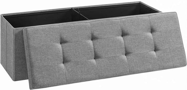 NEW 43 IN FOLDING LIGHT GRAY STORAGE BENCH FOOTREST PADDED SEAT LSF77G in Other in Manitoba