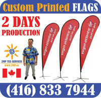 OUTDOOR Custom Dye-Sublimation Printed DOUBLE-SIDED FLAGS in 2 Days (Feather or Teardrop shape) Trade Show Fabric Signs