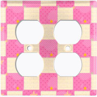 WorldAcc Metal Light Switch Plate Outlet Cover (Pink White Toy Chest - Double Duplex)
