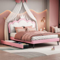 Red Barrel Studio Princess Bed With Crown Headboard And 2 Drawers
