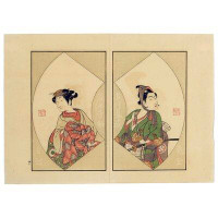 Mr. Marin "Ehon Butai Ogi" (A Picture Book Of Stage Fans), Hand Coloured Japanese Woodblock Prints (6)