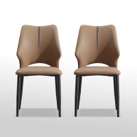 Orren Ellis 35.04" Brown Solid Back Upholstered side Chair(Set of 2)