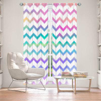 East Urban Home Lined Window Curtains 2-panel Set for Window Size Organic Saturation Bubble Ikat Chevron