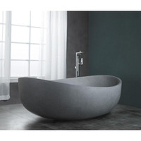 63x38 Solid Concrete Gray Matte Oval Bathtub, W Center Drain ( NO Overflow ) - ABCO63TUB