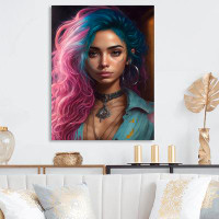 Latitude Run® Fashion Indian Woman In Pink And Blue III - Contemporary Glam Metal Wall Décor