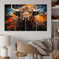 August Grove Buffalo Majestic Bison Collage - Animals Canvas Wall Art - 4 Panels