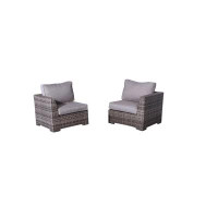Bungalow Rose Cabana Sectional Left/Right Arm Chair Grey With Olefin Cushions