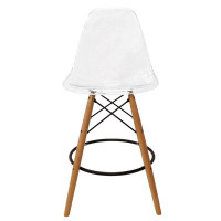 George Oliver George Oliver Dover Mid-Century Modern Plastic Barstool With Beech Wood Legs And Footrest